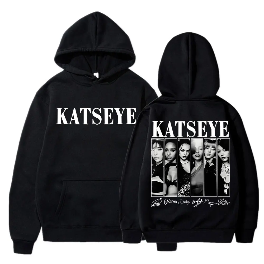 Limted Kpop Katseye Print Hoodies Vintage Trendy Männer Frauen Y2k Hoody Sweatshirt Fleece Übergroßen Trainingsanzug Streetwear Fans Geschenke