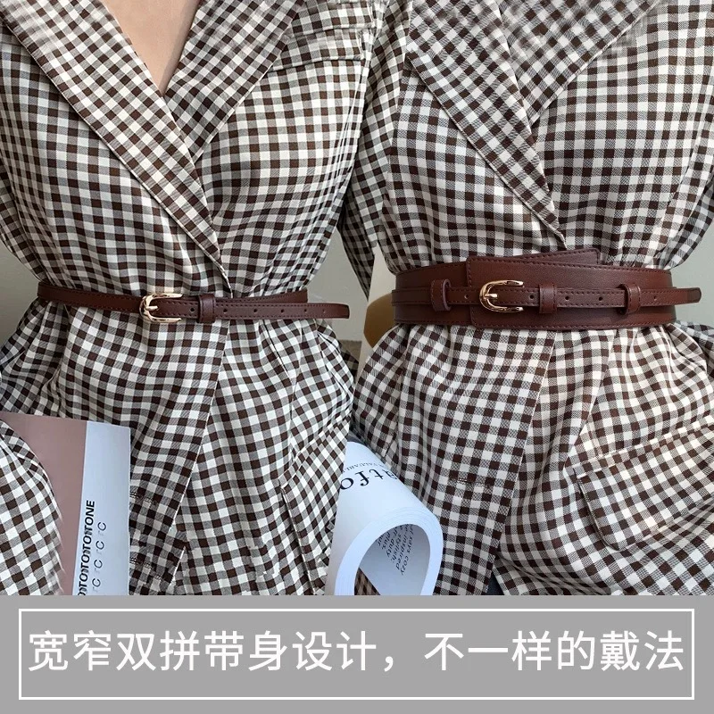 Women's Dual-Purpose Decorative Belt - Fashionable Black Wide Waist Closure