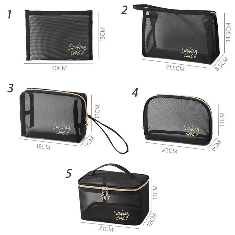 1/5Pcs NEW Large Capacity Portable Travel Storage Case Toiletry Organizer Makeup Pouch Mesh Cosmetic Bag