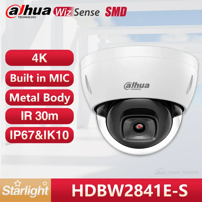 Dahua 4K Telecamera Dome Da Esterno Wizsense Smart Detection Telecamera Ip 4K Impermeabile Vandal Cctv Ipc-Hdbw2841E-S Sostituire Hdbw2831E-S-S2