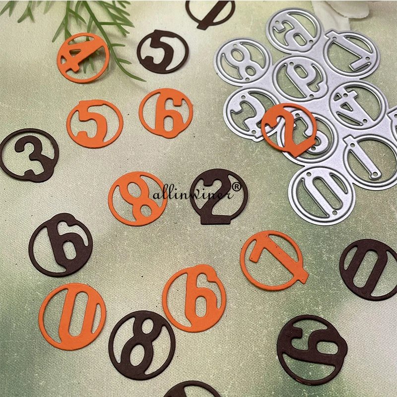 

Металлические трафареты с цифрами и кругами, трафареты для скрапбукинга, декоративное тиснение, ручная работа, шаблон для высечки