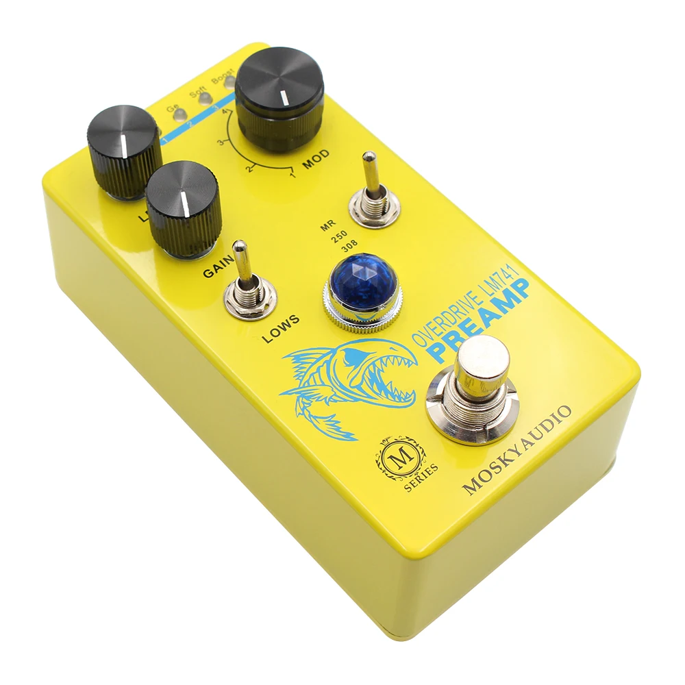 MOSKY LM741 Preamp Guitar Pedal Distortion Overdrive Electric Guitar Effects 4 Modes Button Suitable for Bass