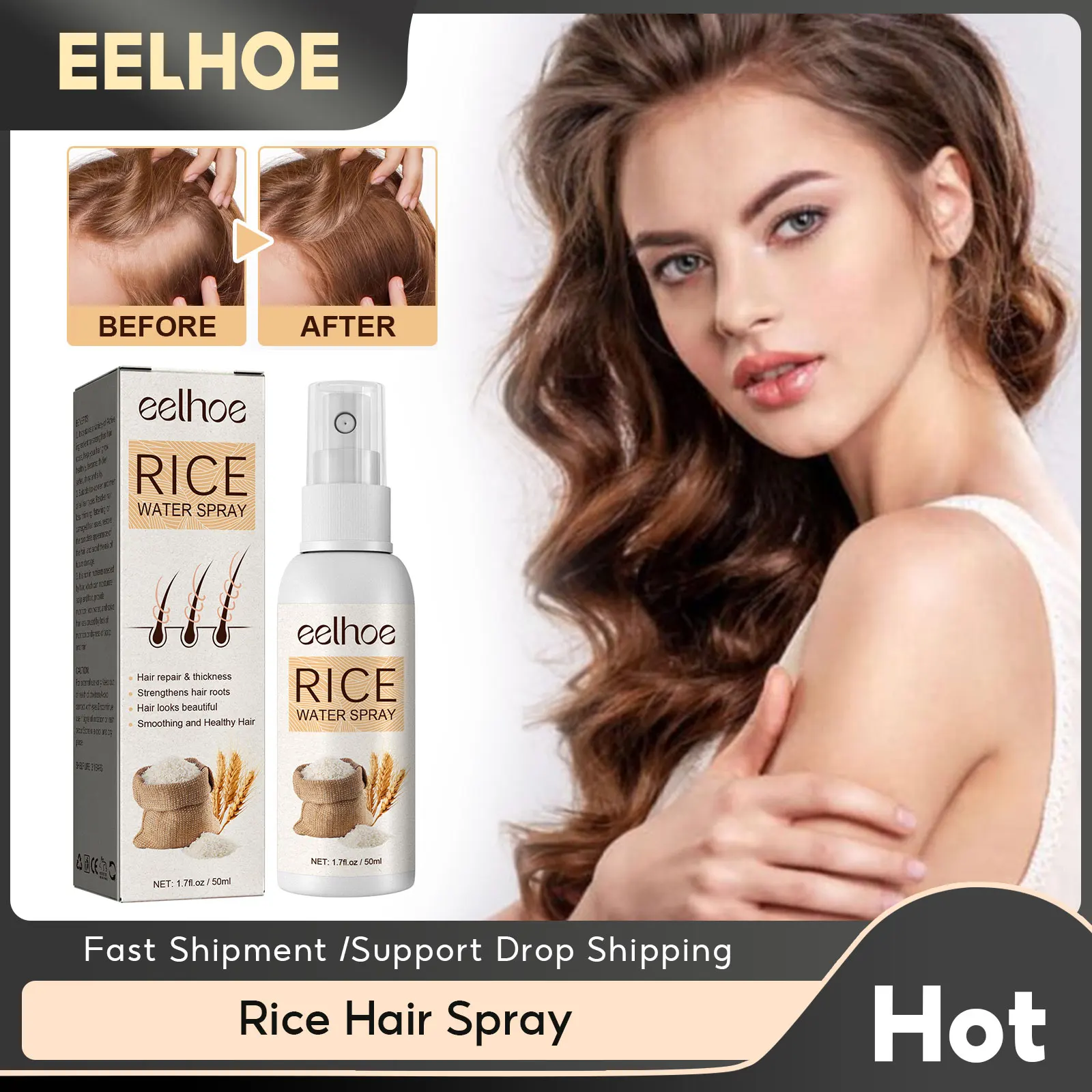 Description Picture 4 of itemRice Anti Hair Loss Spray Dense Hair Growth Nourishing Damaged Repair Scalp Treatment Prevent Thinning Restore Strengthen Serum