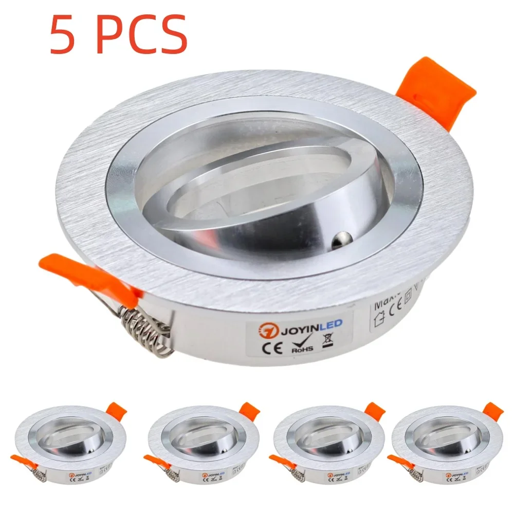 5/10pcs GU10 MR16 Round Recessed Ceiling Spotlights Frame LED Downlight Angle Adjustable Rotating Indoor Lighting Fixture