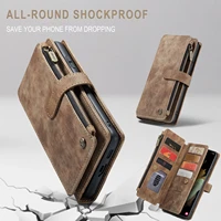 Flip Leather Phone Case For Samsung Galaxy S25 Edge S24 Ultra S23 FE S22 S21 S20 Plus Note 20 A16 A56 Zipper Wallet Card Cover