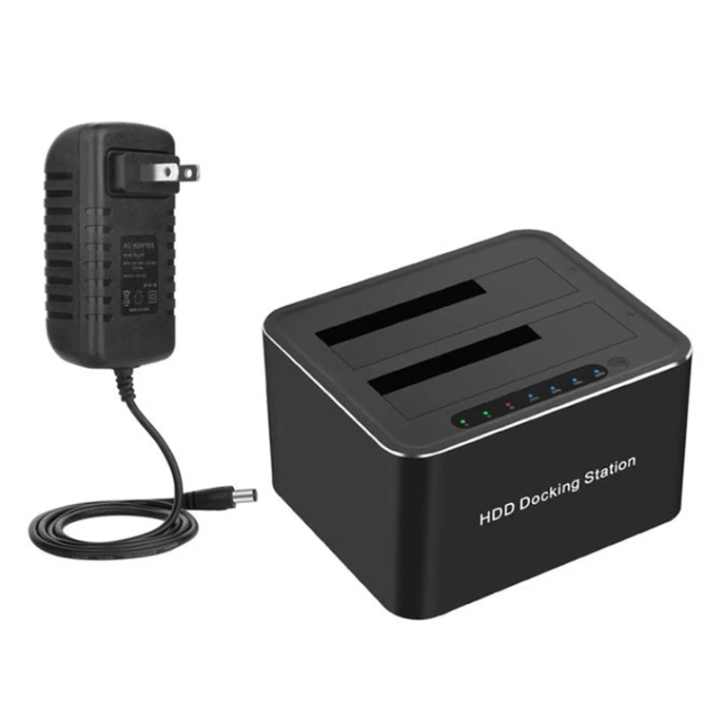 

Док-станция для двух жестких дисков 2,5/3,5 дюйма HDD SSD SATA к USB3.0 HDD док-станция + адаптер 12 В 3 А