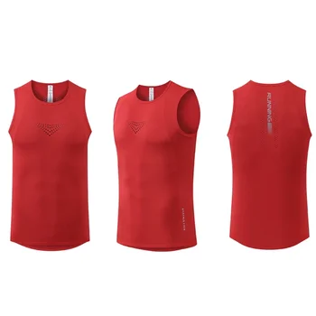 Camisetas sin mangas tops de running para hombre y mujer, camiseta sin mangas para maratón, ropa deportiva de malla camisetas de gimnasio y jogging R353 1
