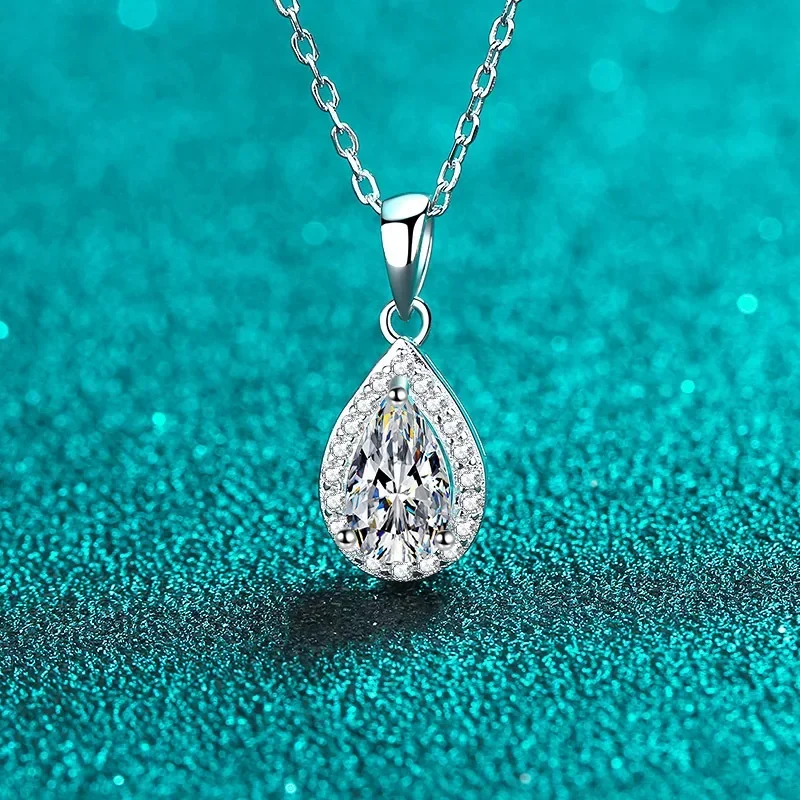 

Necklace Pendant for Women 5*8 Pear-shaped Moissanite Diamond Collarbone Chain Pt950 Group Set Choker Wedding Fine Jewelry Gift