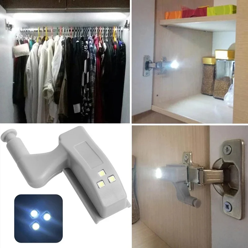 Sensor LED Lights 10PCS Auto Sensor LED Inner Hinge Lamp Cabinet Induction Lights Wardrobe Cupboard Light Bedroom Kitchen Door Closet Night Lamp