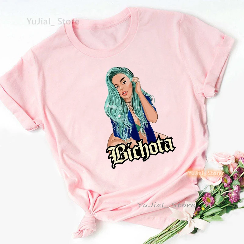 Beckyg Karol G Bichota Grafik Druck T Shirt Mädchen Schöne Rosa Casual T-shirt Frauen Harajuku Hemd Sommer Mode Tops T – Detail 11