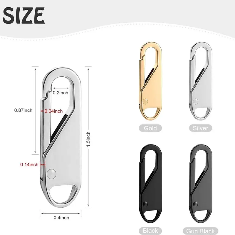 5/10개 교체용 지퍼 슬라이더 지퍼 풀러 탭 태그 연장 고정 장치 지퍼 수리 키트 DIY 공예 바느질 의류 지갑용