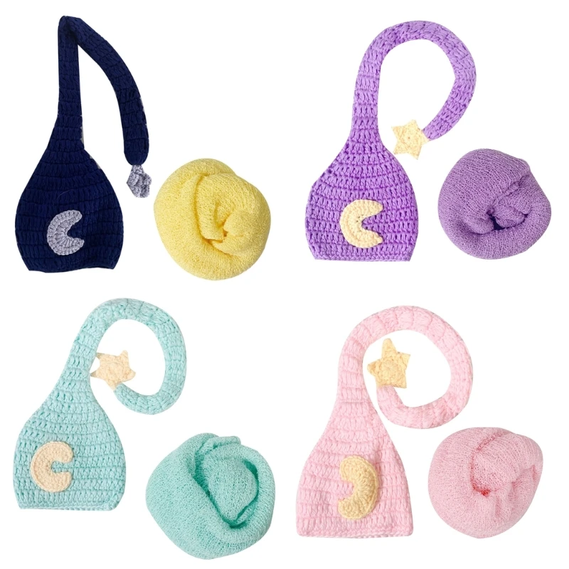 

Newborn Photography Wraps with Hat Baby Photo Outfit Girl Stretch Blanket Infant Boy Props for Baby Photo Shoot Durable