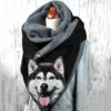 Kawaii Dog Animal Print Scarves Women Warm Winter Velvet Button Soft Wrap Casual Scarves Shawls Foulard Femme шарф зимний 2
