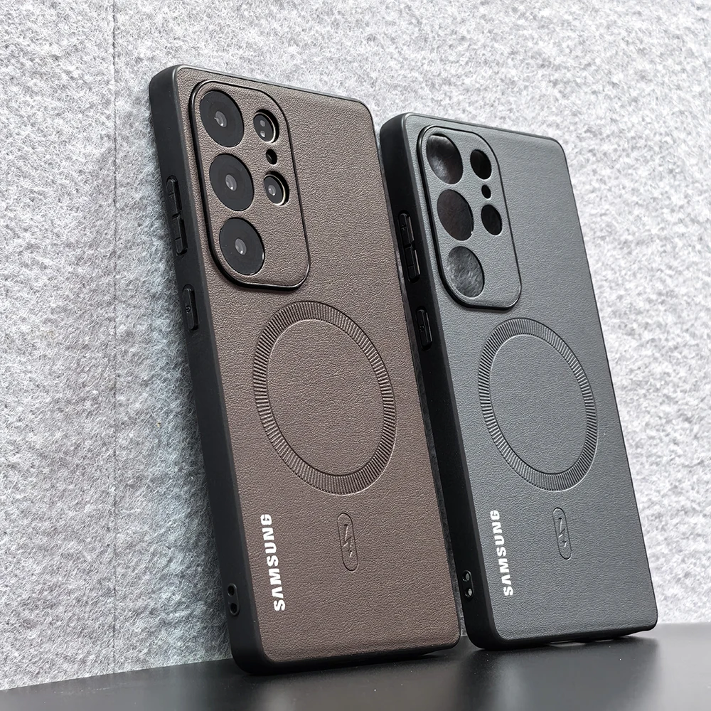 Litchi Pattern PU Leather Magnetic Phone Case with MagSafe Compatibility