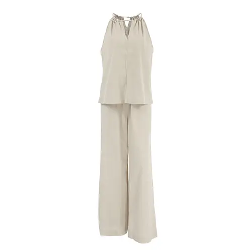2026 Spring and Summer Casual Khaki Cotton and Linen Suit Women's Vacation Style Loose Neck Vest Trousers Two-piece Set - Image 5