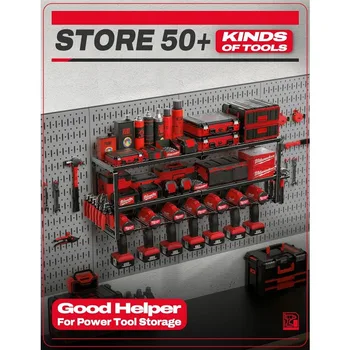 Amoowis Power Tool Organizer, Garage Organization with 7 Drill Holders, Tool Box Organizers and Storage Wall Mount, Metal Shelf 5