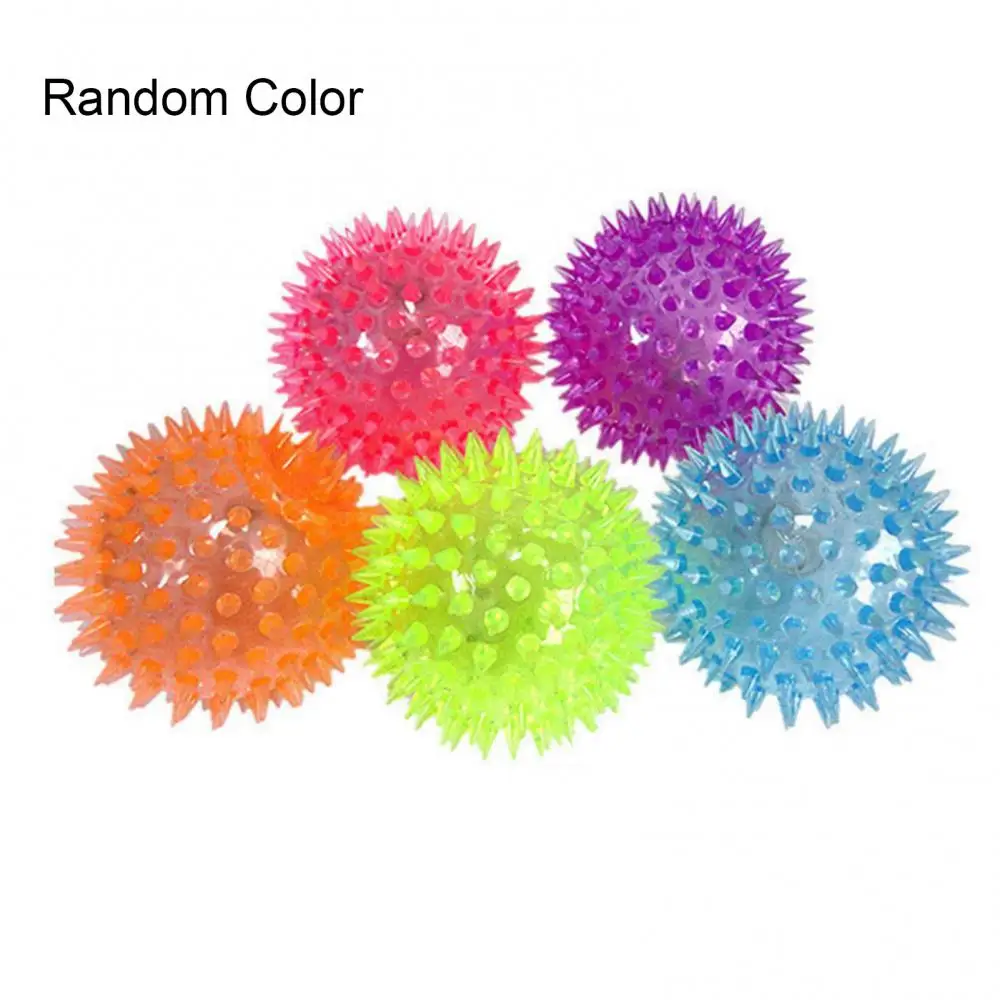 Portable LED Flashing Bounce Spike Massage Ball Stress Relief Kids Pet Gog Toy Inflatable Rubber Ball for Children Exercise