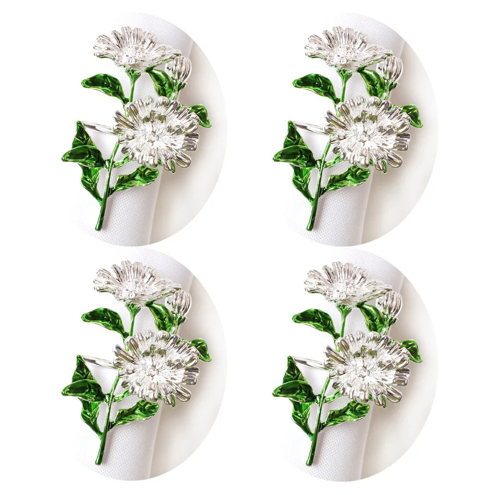 

6 шт./лот новое кольцо для салфеток, украшение для стола, кольцо для салфеток с белыми хризантемами, праздничное кольцо для салфеток вечерние украшение для свадебного стола