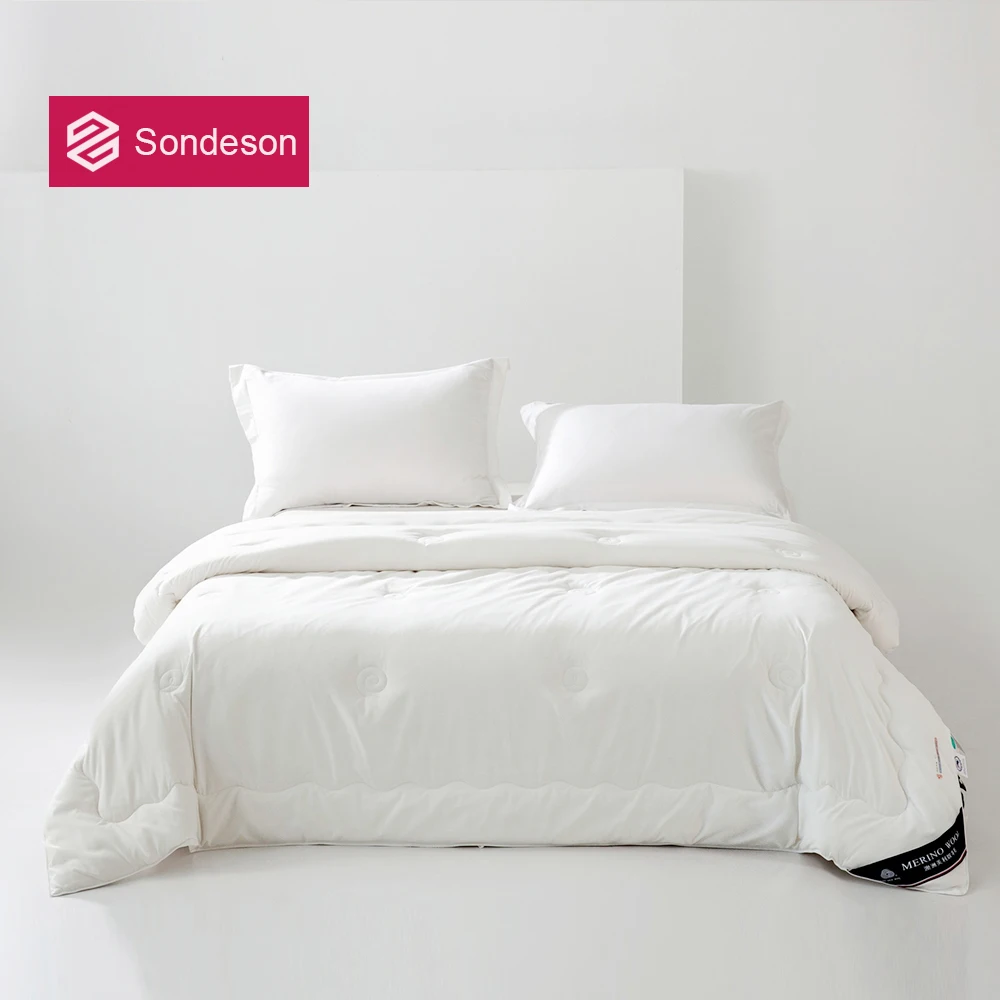 Sondeson Luxury Natural 100% Wool Quilt White Ultra-Soft Wool Filled Comforter Single Twin Double Queen King Blanket All Season