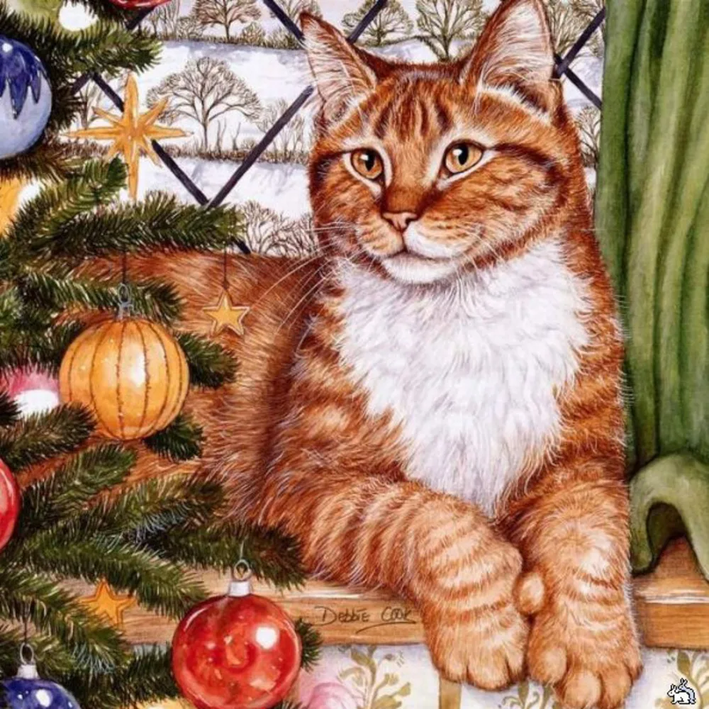 Meian 2020 Katze Kreuzstich Stickerei Kit 11CT Weihnachtsgeschenk Baumwollfaden Malerei DIY Handarbeit DMC Neujahr Zuhause Weihnachten