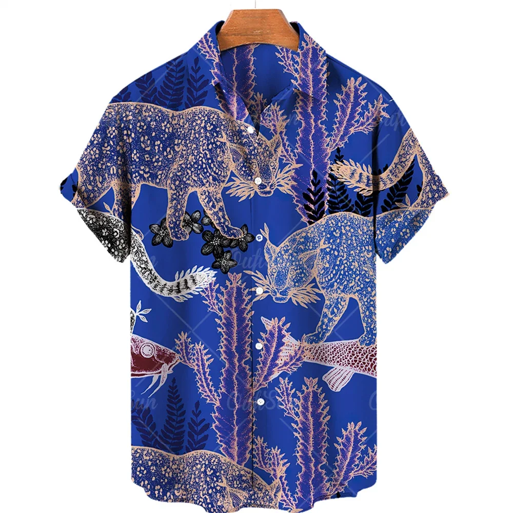 

2024 Summer Hawaiian Shirts Men 3d Painting Animal Print Shirt Men And Women Tiger Pattern Short Sleeve Loose Breathable Tops