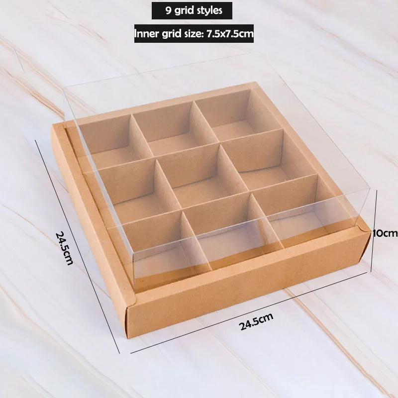 5PCS Moon Cake Boxes with Transparent Lid, 4/6/9 Grid Inserts for Candy, Nougat, Snowfl... - SKU MCB01104 - UGI Packaging