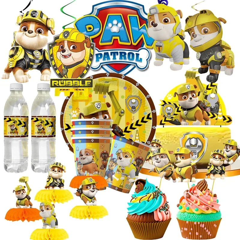 Paw Patrol Birthday Party Supplies - Rubble Tableware Set