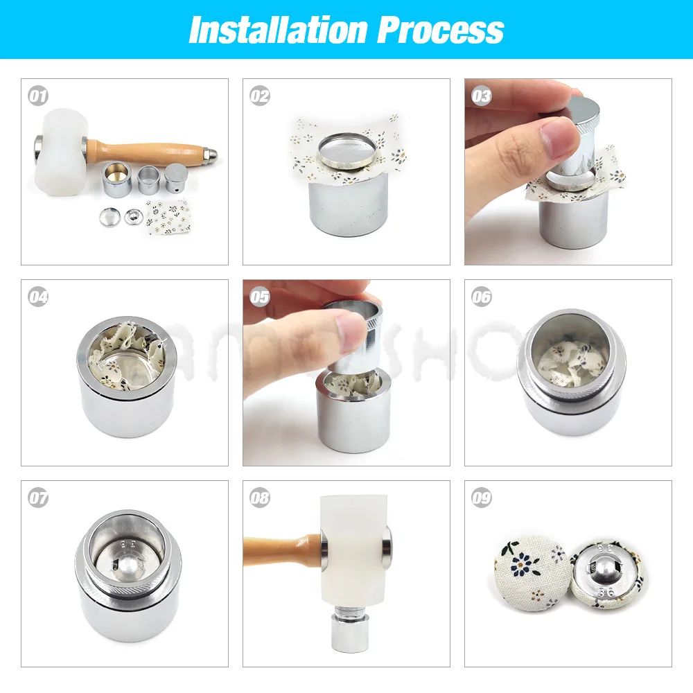20L-60L Fabric Covered Button Mold Press Die Convenient Mould Tool Assembly For Round Bread Shape Button Fabric Accessories DIY 6