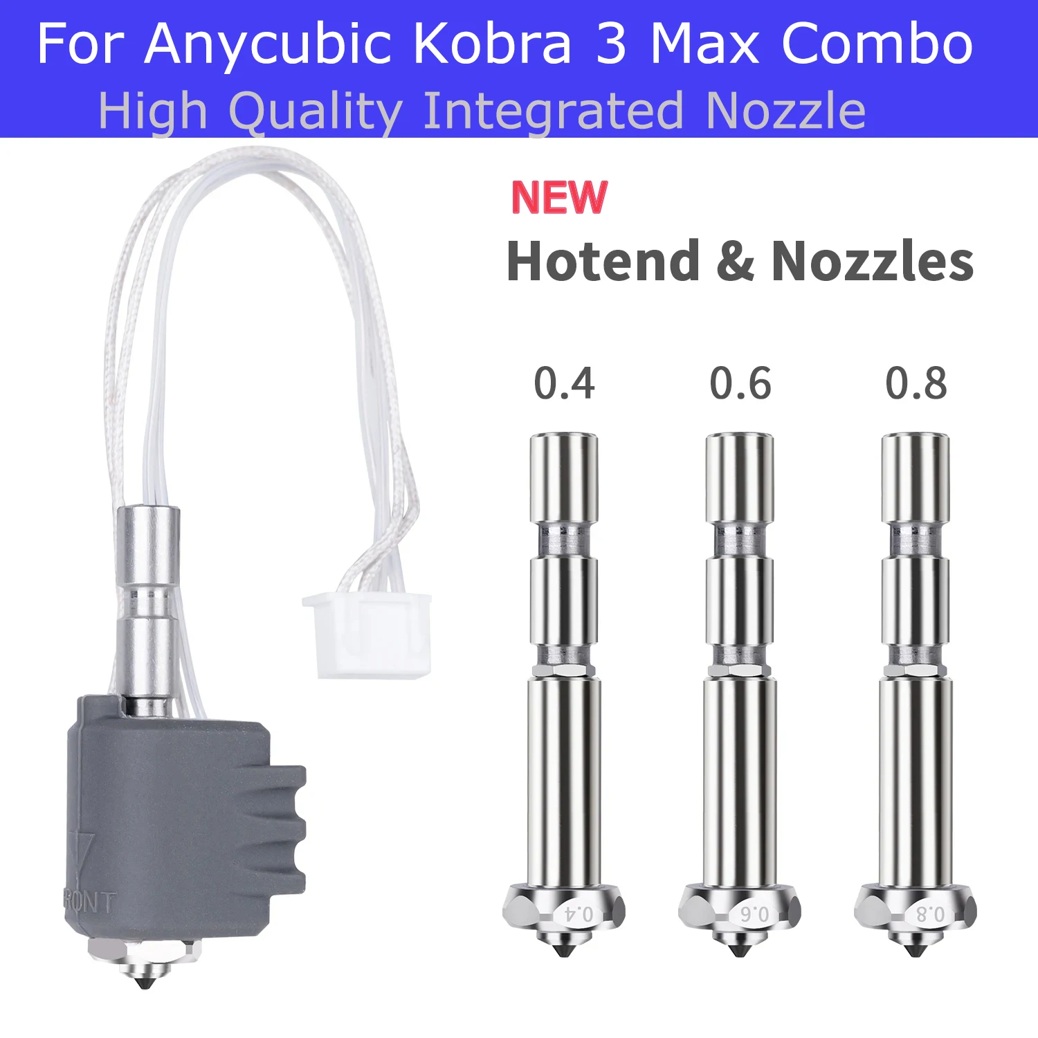 Für Anycubic Kobra 3 Max Hotend 0,4 0,6 0,8 mm Hotend für Kobra 3 Max Combo Quick-Swap integrierte Düse aus gehärtetem Stahl