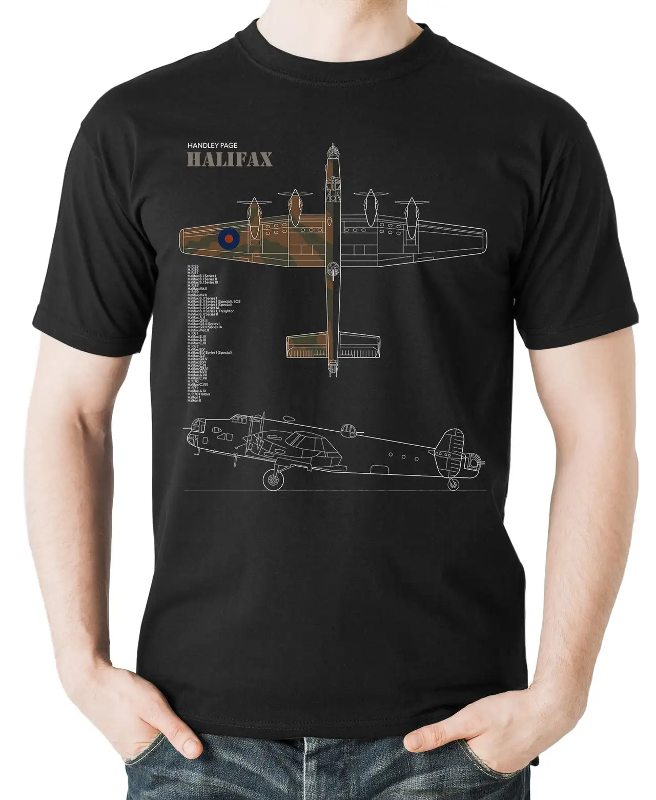 

WWII RAF Halifax Heavy Bomber T-Shirt 100% Cotton O-Neck Summer Short Sleeve Casual Mens T-shirt Size S-3XL