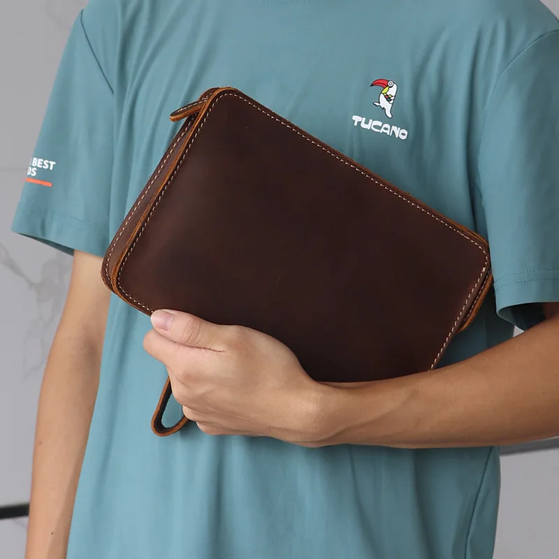 

Men's Holding Bag Leather Cross Small Body Bag Head Layer Cowhide Crazy Horse Craft Retro Crossbody Purses And Handbags