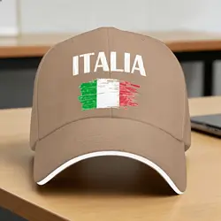 Vintage Italian Flag Unisex Snapback Cap - Classic Summer Baseball Hat - One Size (Khaki)