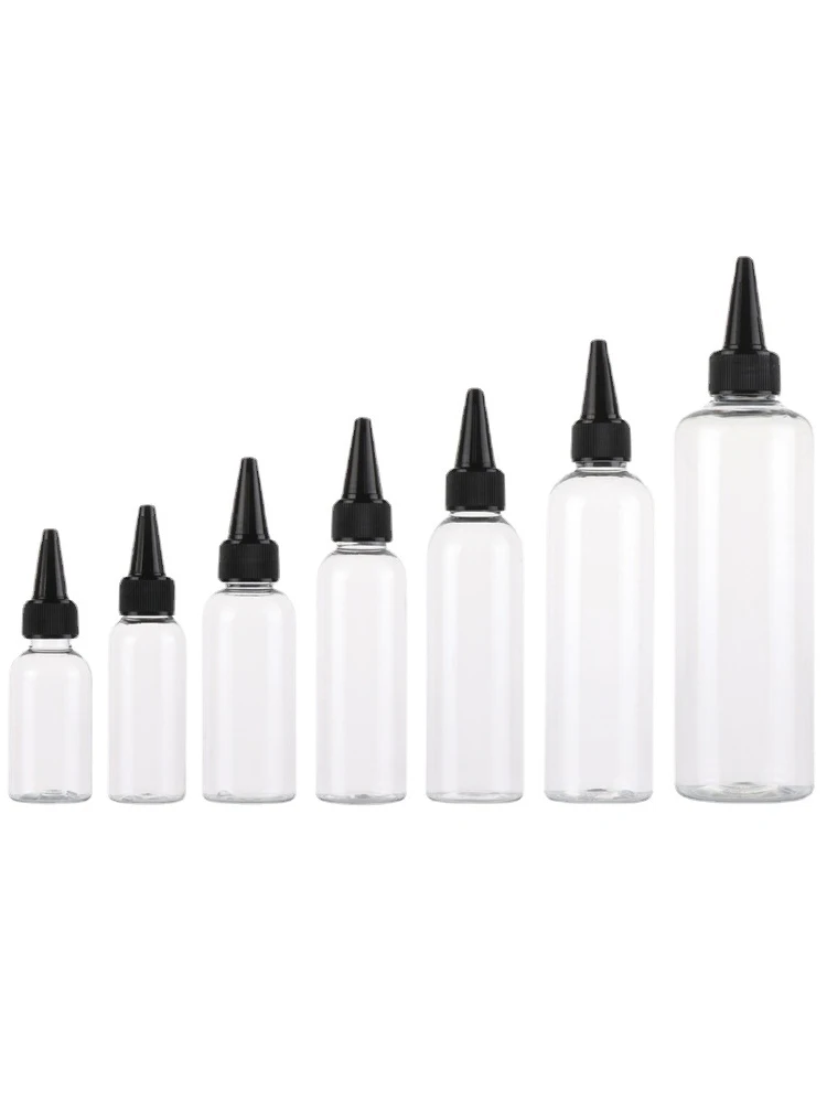 30Pcs 10/30/50/60/100/120ML Clear Plastic Bottles Applicator With Black Twist Top Cap BPA-Free For Hair Oils and Liquids