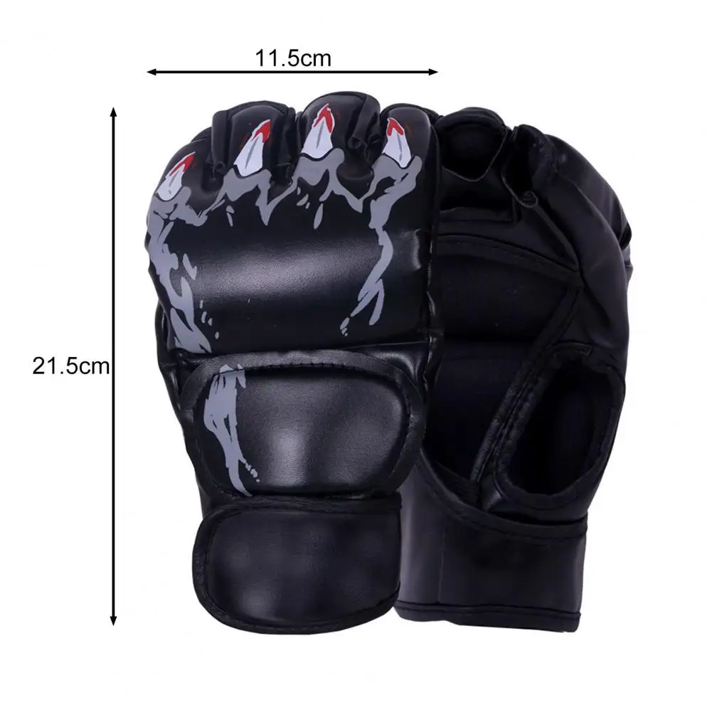 1 Pair Boxing Gloves Men With Fastener Tape Shock-absorbing Wear Resistant Thick Padded Adjustable Half-finger Kickboxing Gloves