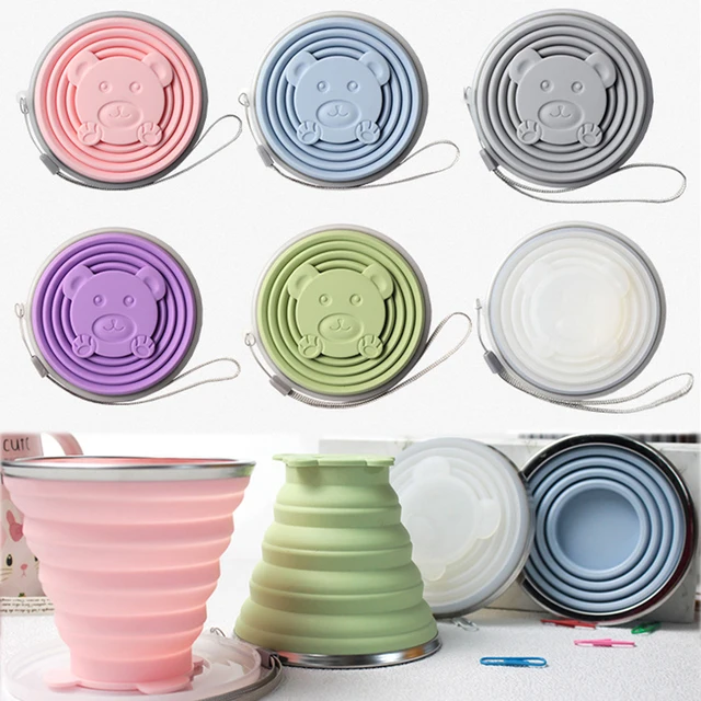 180/320ML Silicone Collapsible Travelling Cups Reusable & Portable Drinking Cup with Lids for Outdoor Hiking/Camping