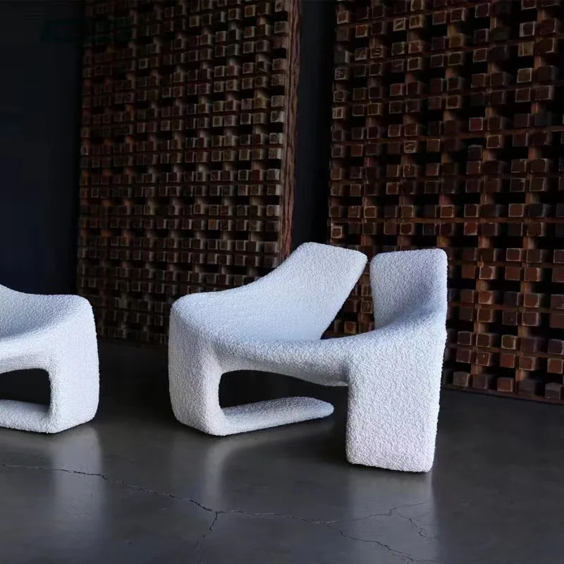 

Leisure Chair Fiberglass Hollow-out Special-Shaped Fabric Armchair Creative Artistic Living Room Model Room Lazy Bone Chair