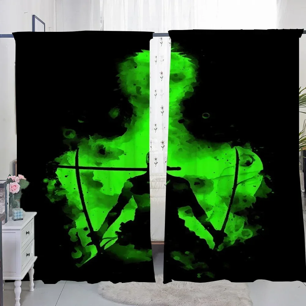 Home Interior Kitchen Curtains for Living Room 2 Pieces Blackout Curtains Door Curtain Roronoa Zoro Bedroom Decoration Partition 4