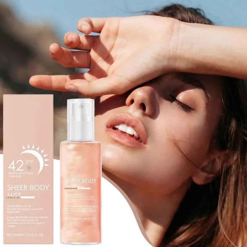 Sunscreen Spray 200ml Daily Facial Sunscreen Spray SPF 42 Sun Block Isolation Mist UV Protector Brightening Moisturizer ForWomen