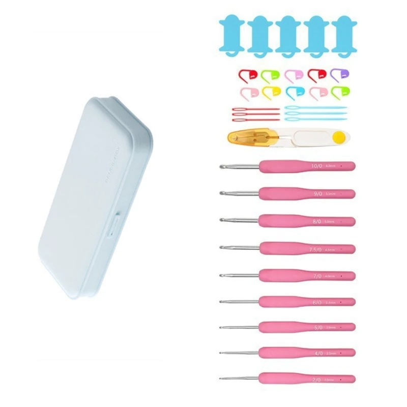 뜨개질을 하는 원사 공예 프로젝트에 대 한 뜨개질 마커 바느질 바늘과 9Pcs 대형 실리콘 크로 셰 뜨개질 후크 바늘