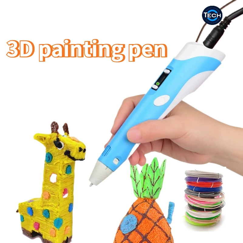 3Pcs 3D Printing Pen DIY Three-dimensional Painting Children Toys Fun Camouflage With LCD Screen Compatible PLA Filament Gift