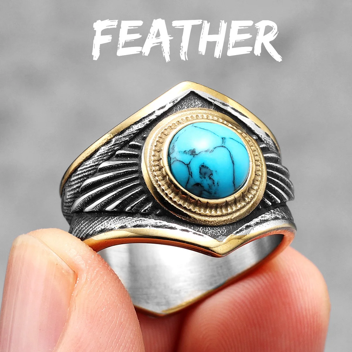 The Odyssey in Silver | Men's Silver Turquoise Ring – Rustic and Main