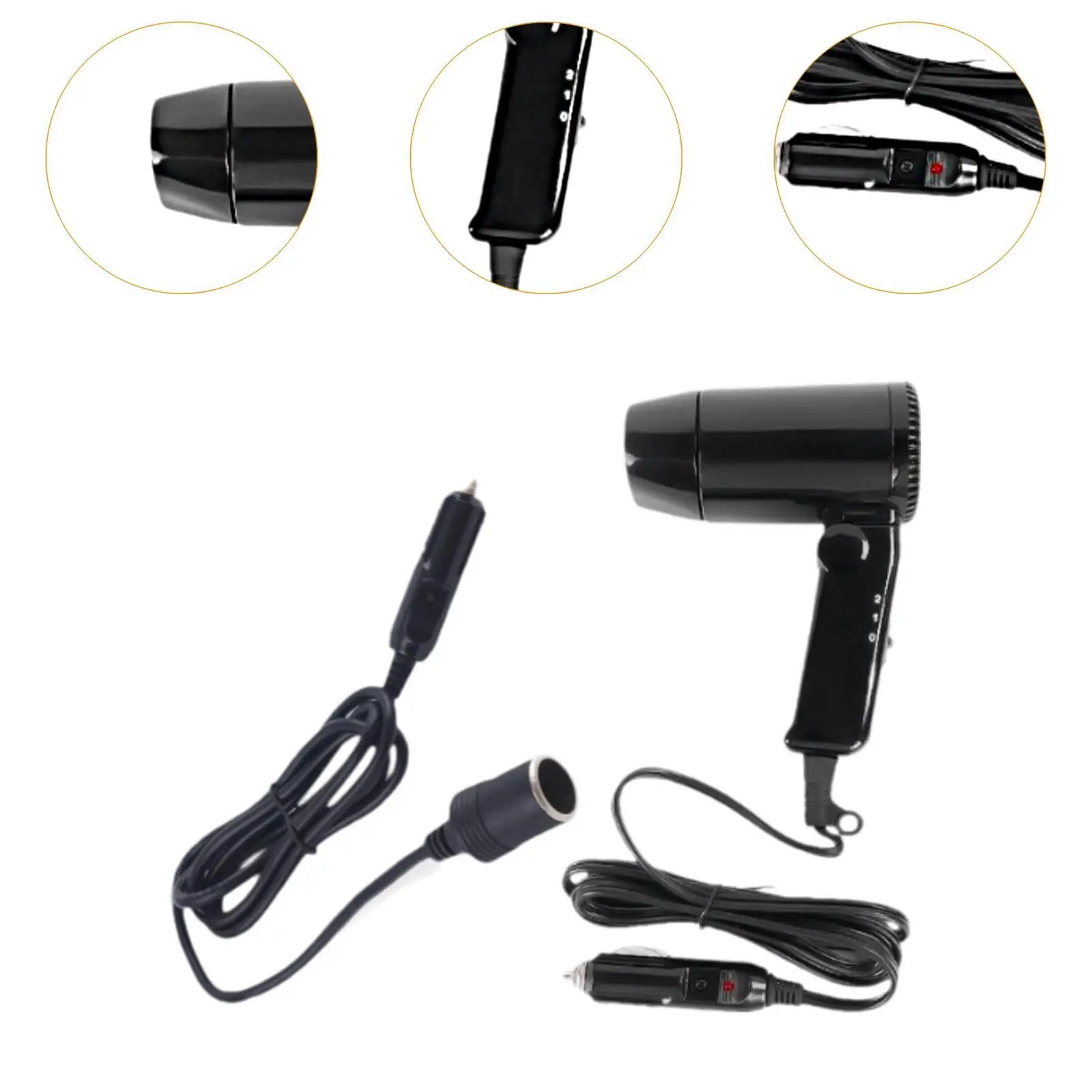 Mini Car Hair Dryer Travel Blow Dryer 12V Professional Practical Hair Dryer Small Hair Blow Dryer for RV Gym Auto Hotel 4