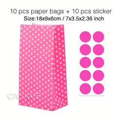 Vibrant Assorted Stand - Up Favor Bags with Stickers - Ideal - Small 10 pcs (Hot pink dot)