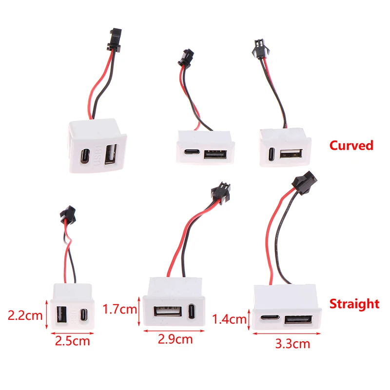 USB Female Base Type-c Socket USB Lamp Charging Socket Power 2P With Cable Connector 1Pcs
