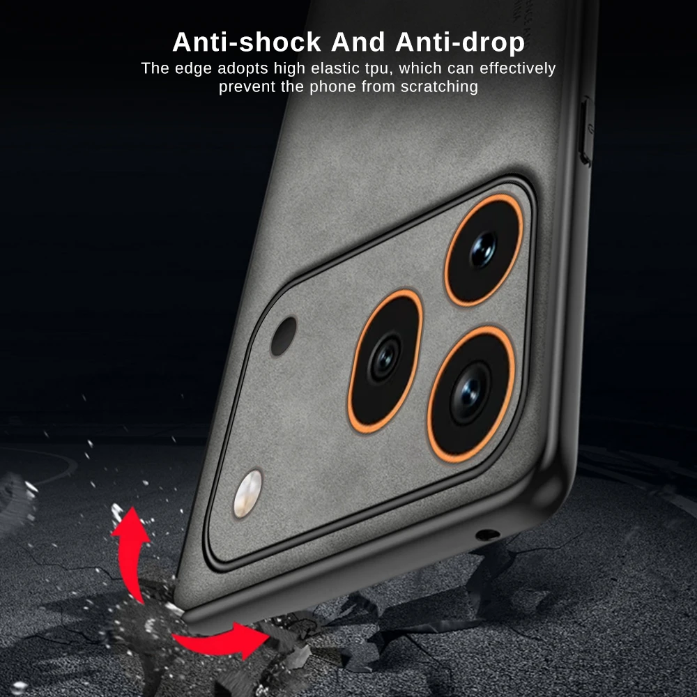 Luxury Sheepskin Leather Back Cover with Soft Silicone Edge – Shockproof Coque