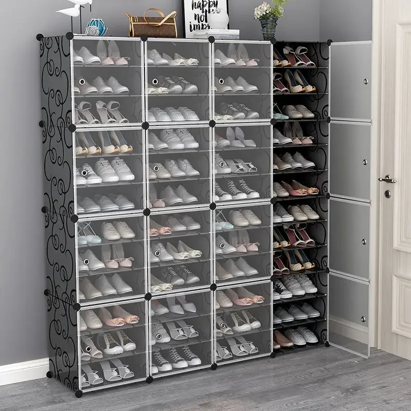 

Shoe Rack Large Capacity Boot Storage 12 Cube Organzie Modular DIY Plastic 6 Tier 24-96 Pairs of Shoe Tower Cabine