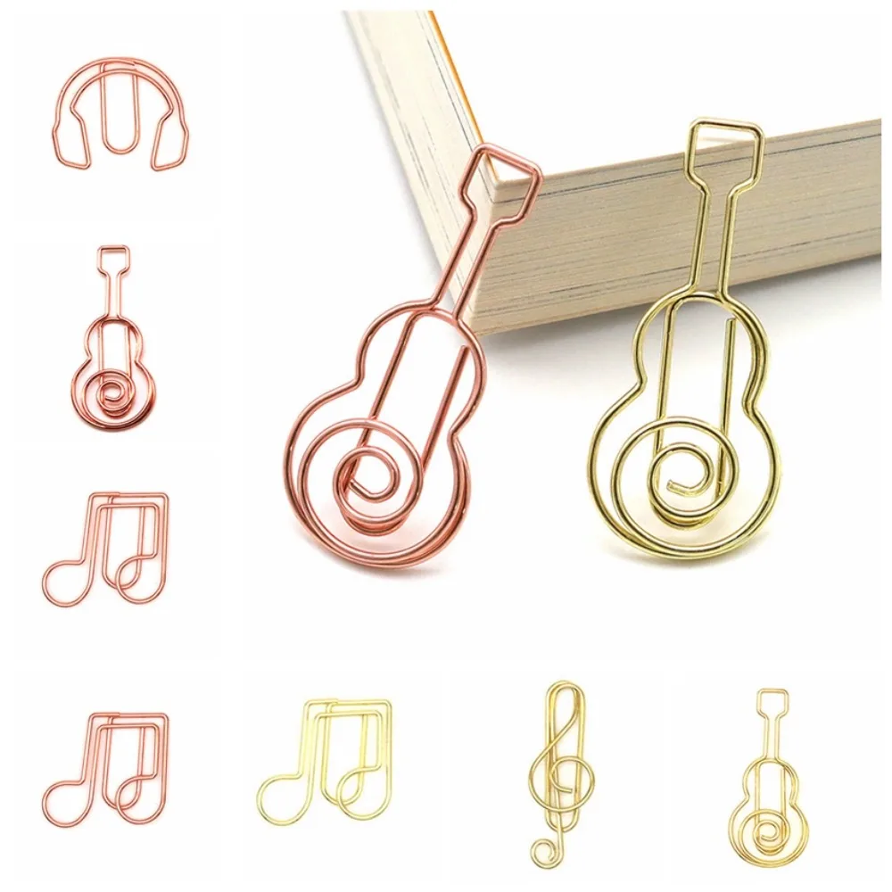 

Music Note Paper Clips Creative Guitar Metal Memo Rustproof Document Organizing File Clamp Bookmark Clip School Supplies