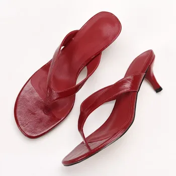 Women Toe Clip Slippers Fashion High Heeled Mule Shoes Designer Flip Flops Woman Summer Open Toe Party Stilettos Sandal Zapatos 1