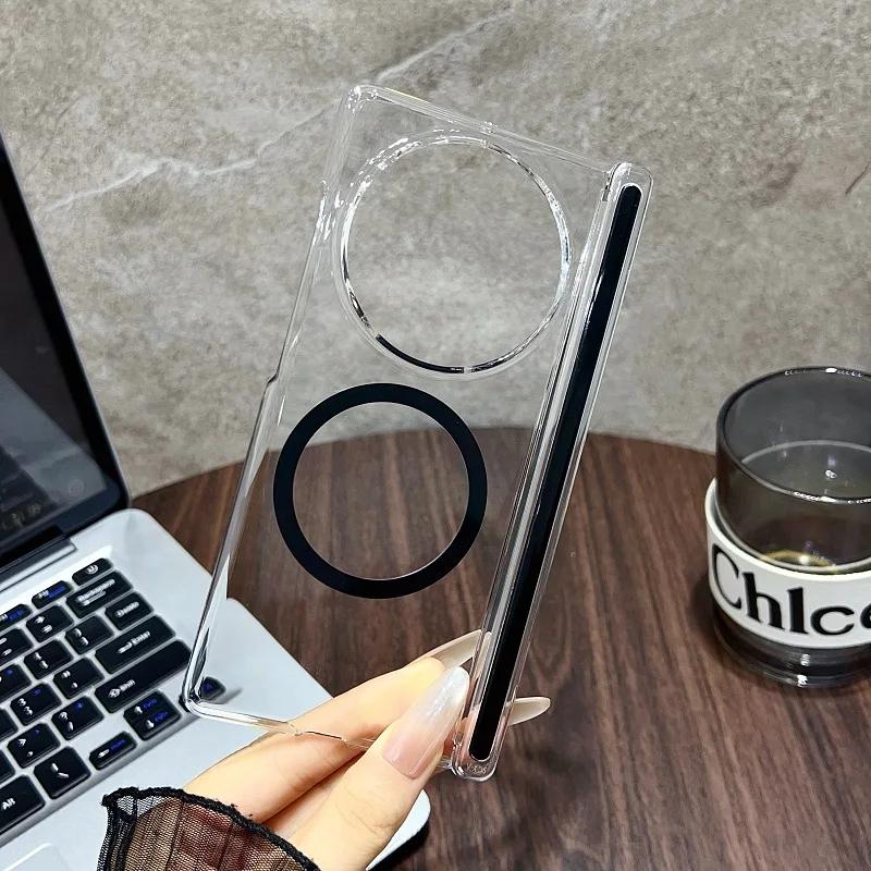 Transparent Magnetic Hinge Protection Case with Clear MagSafe Cover