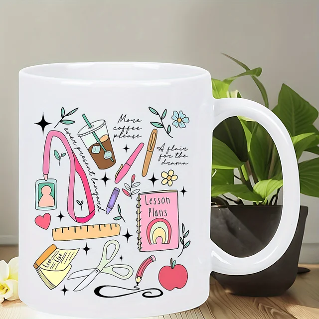 Retrogive a Thank-You Gift to The Teacher Ceramic Coffee Mug - Insulated, Reusable, Hand-Wash Only - Ideal for Camping & Outdoor
